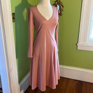 vintage 70s John Kloss old rose dress w/asymmetrical detail